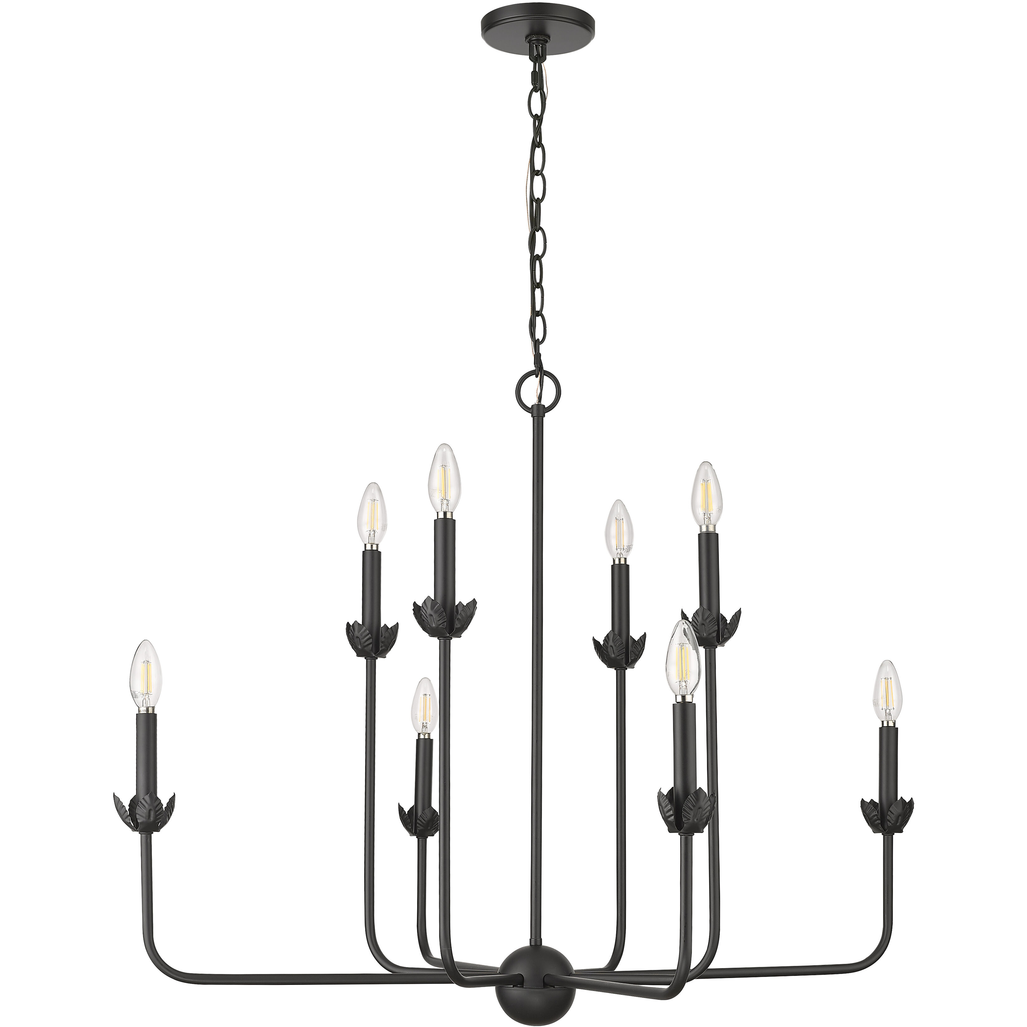 Freesia 8 Light 36 inch Matte Black Chandelier Ceiling Light